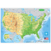 Ashley Productions Smart Poly Learning Mat, 12in. x 17in., 2-Sided, U.S. Physical Map 95001